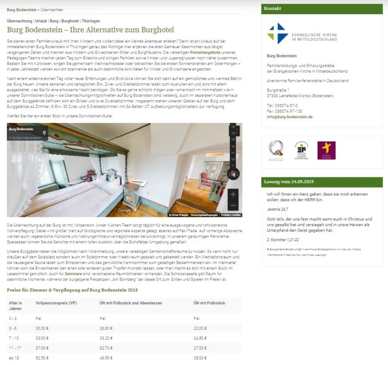 Screenshot der Website