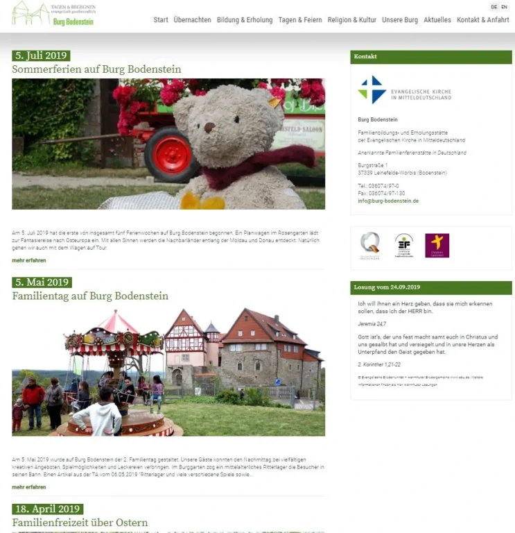 Screenshot der Website