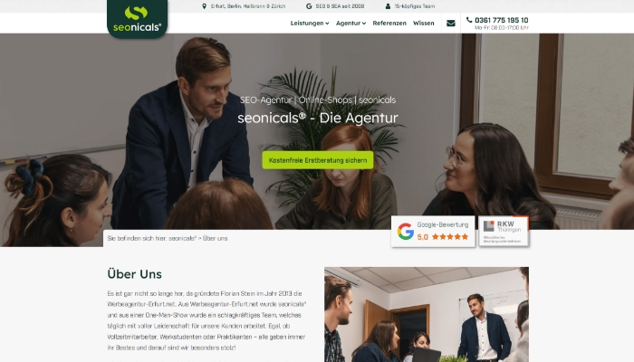 Über uns Seite von seonicals®