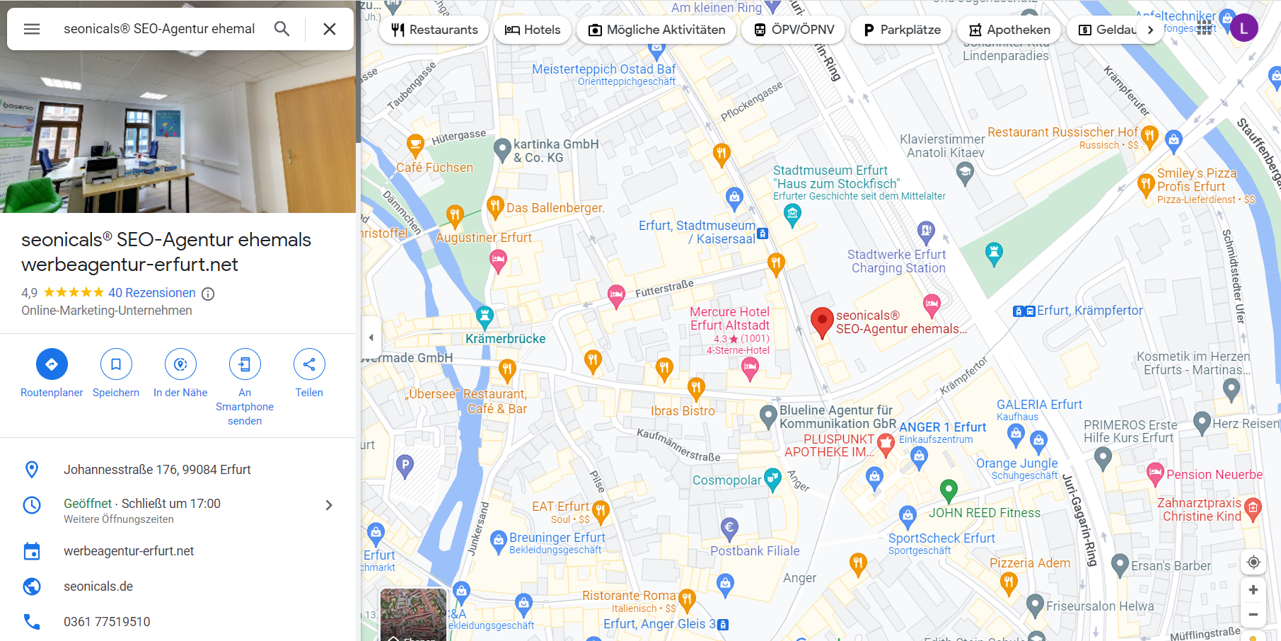 Ansicht von seonicals® in Google Maps