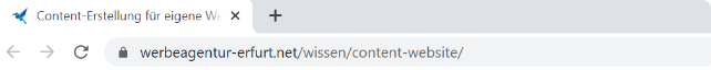 Screenshot von URL mit Keywords