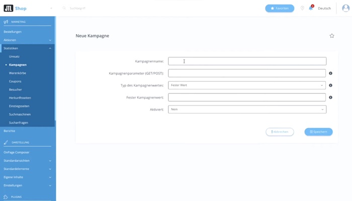 Screenshot: Neue Kampagne erstellen